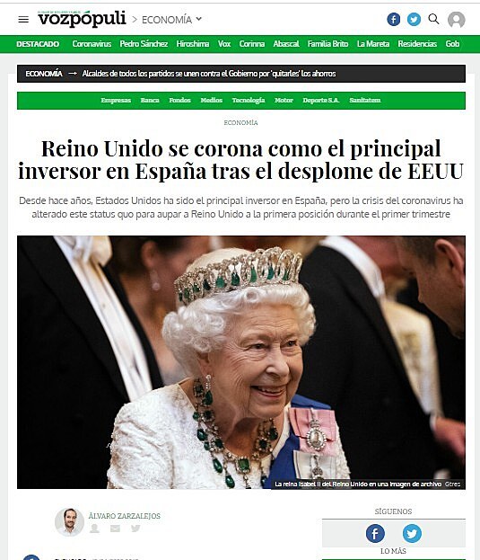 Reino Unido se corona como el principal inversor en Espaa tras el desplome de EEUU